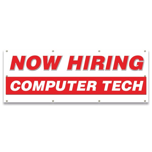 Now Hiring Computer Tech Banner Apply Inside Accepting Application Single Sided